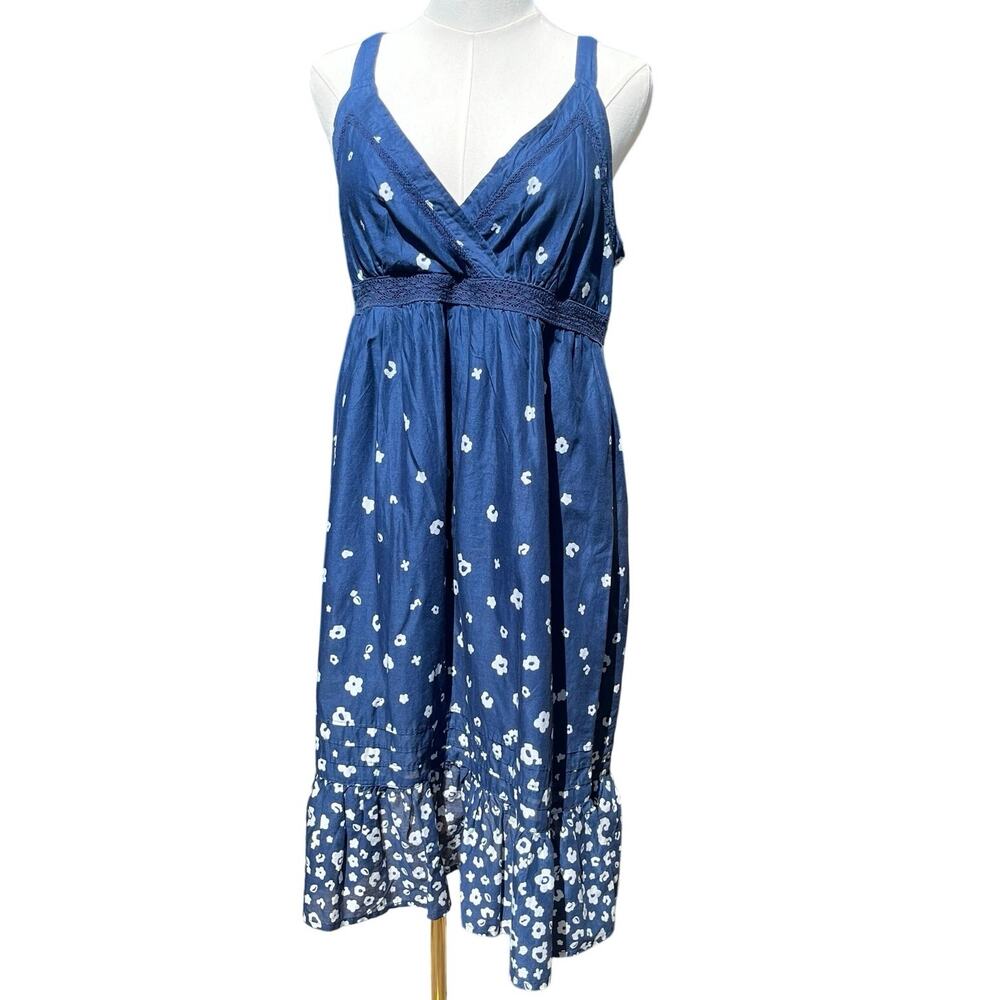 G & M Lilly Woven Sleeveless V neck Lined Sundress Boho Ditzy Floral Cotton Sz M